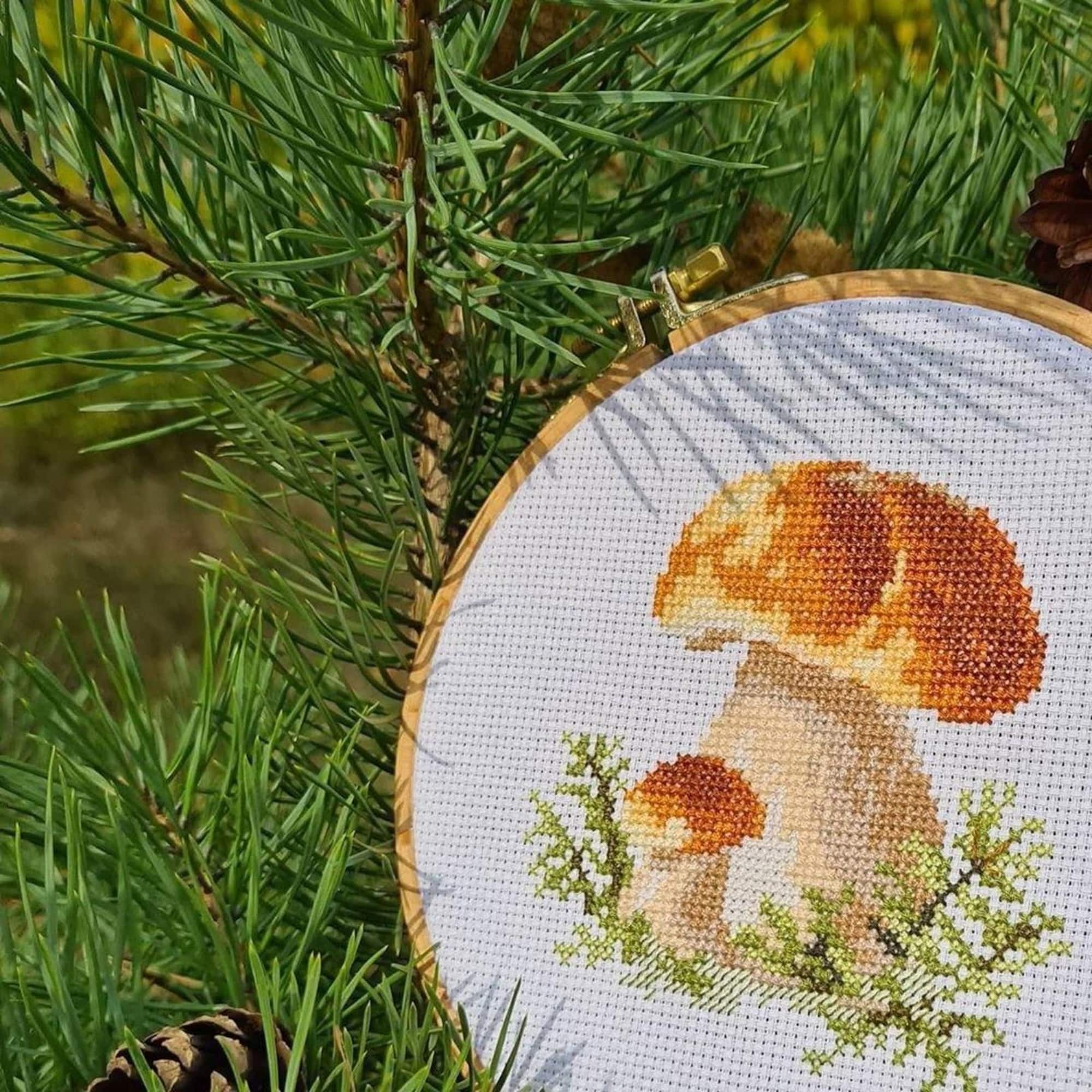 Alisa White Mushrooms Cross Stitch Kit